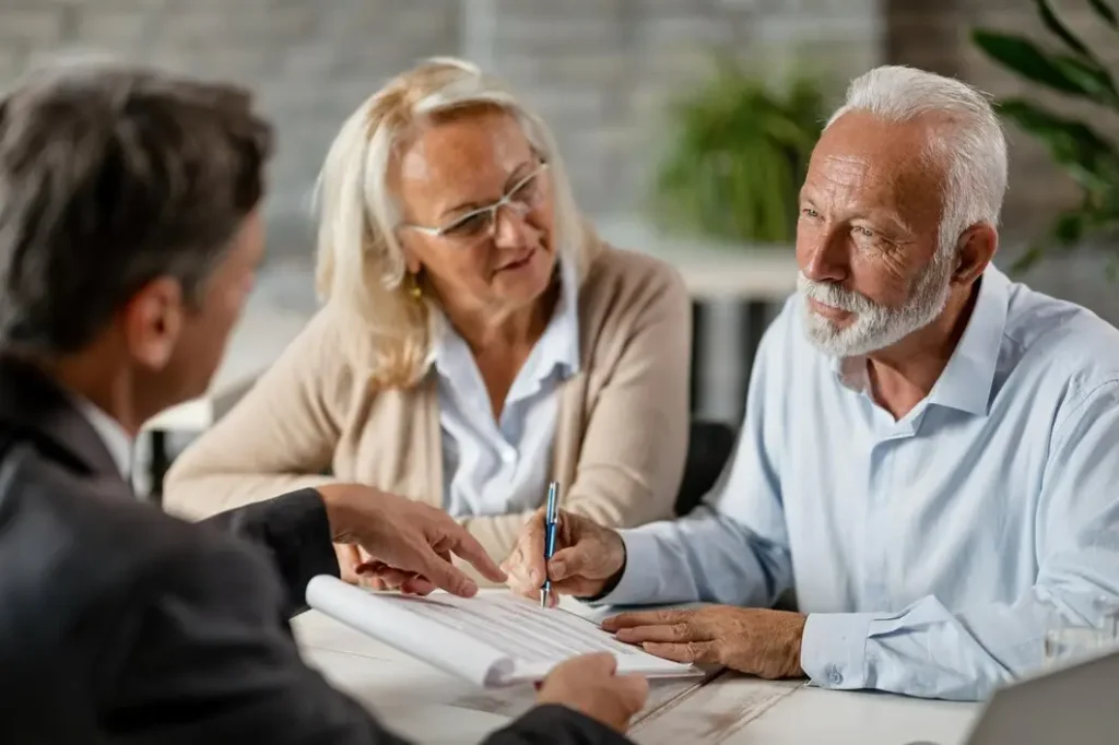 Couple consulting with legal professional, discussing family law matters, emphasizing personalized legal representation in North Shoal Creek.