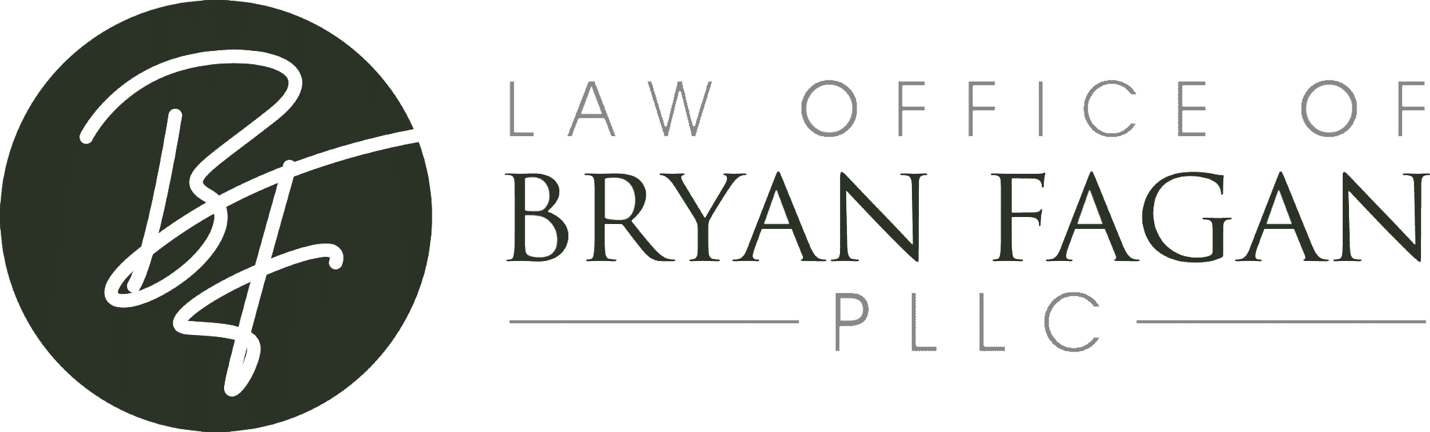 Law Office of Bryan Fagan logo featuring stylized initials "BF" in a circular design, emphasizing legal services and family law expertise.